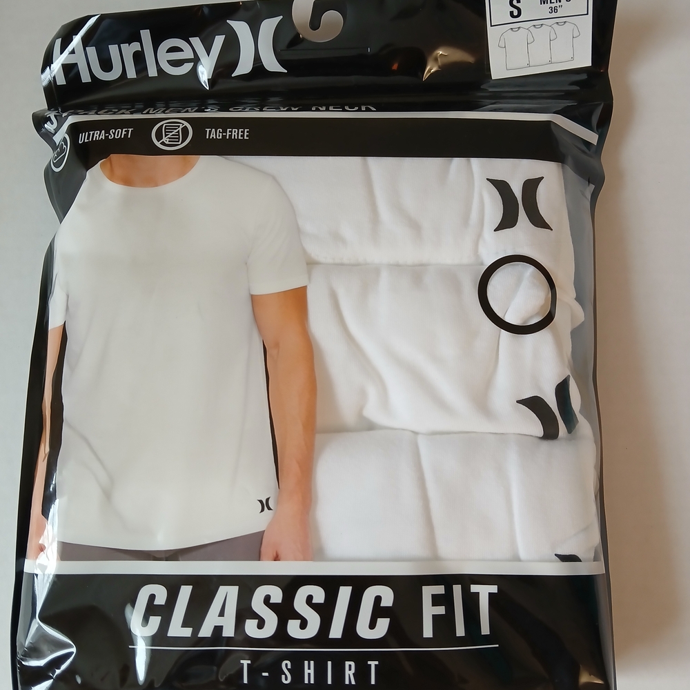 Hurley Classic Fit White Crew Neck T-Shirt - 3 Pack
